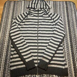 Calvin Klein Men's XXL Hoodie Black White Striped Zip Up Y2K Streetwear